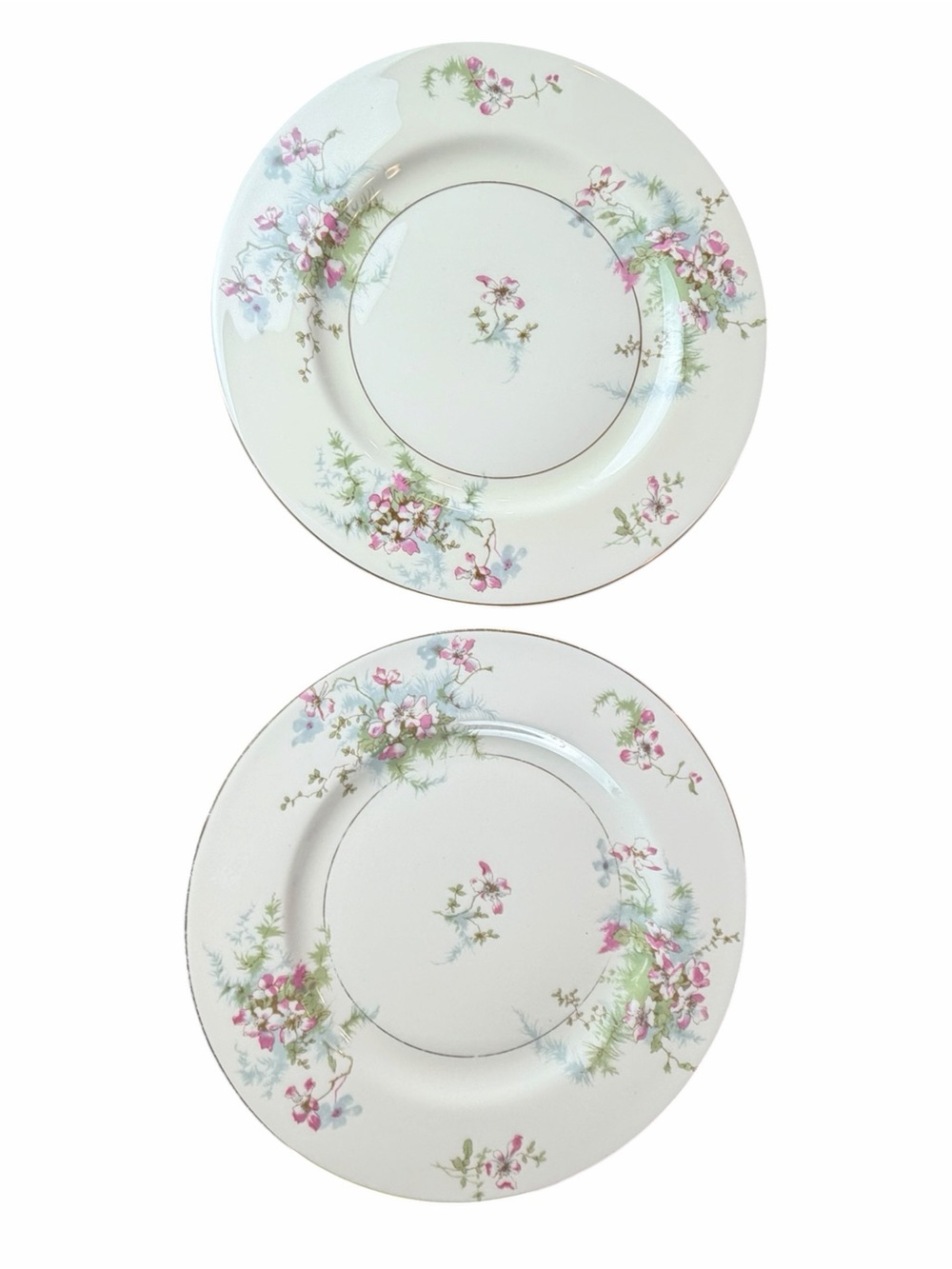 VTG Theodore Haviland NY Apple Blossom 7.5” Gold Rimmed Salad Plates Set 2